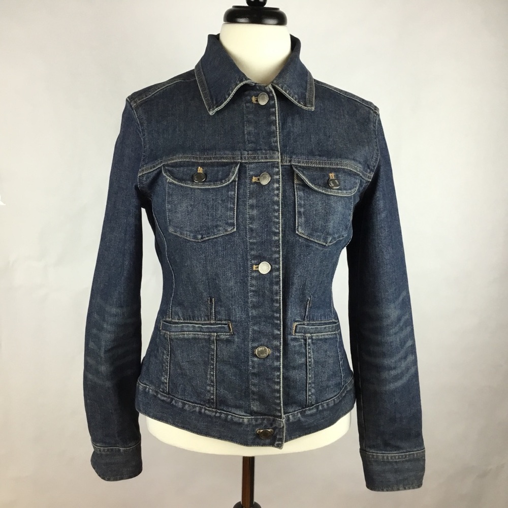 Women Jeans Denim Jacket Blue Pockets Size XS